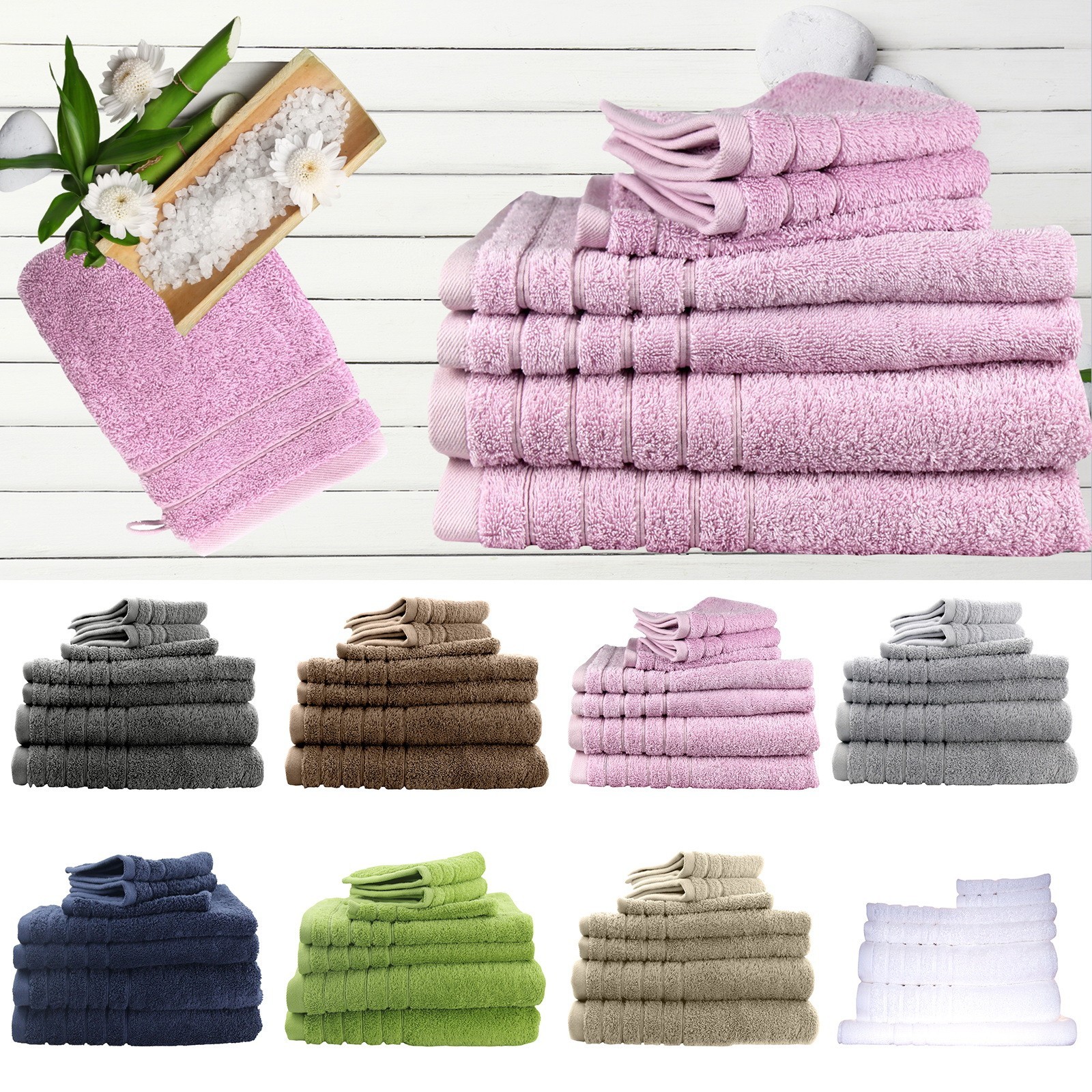 Egyptian Cotton 7 Pieces Bath Towels Combo Set