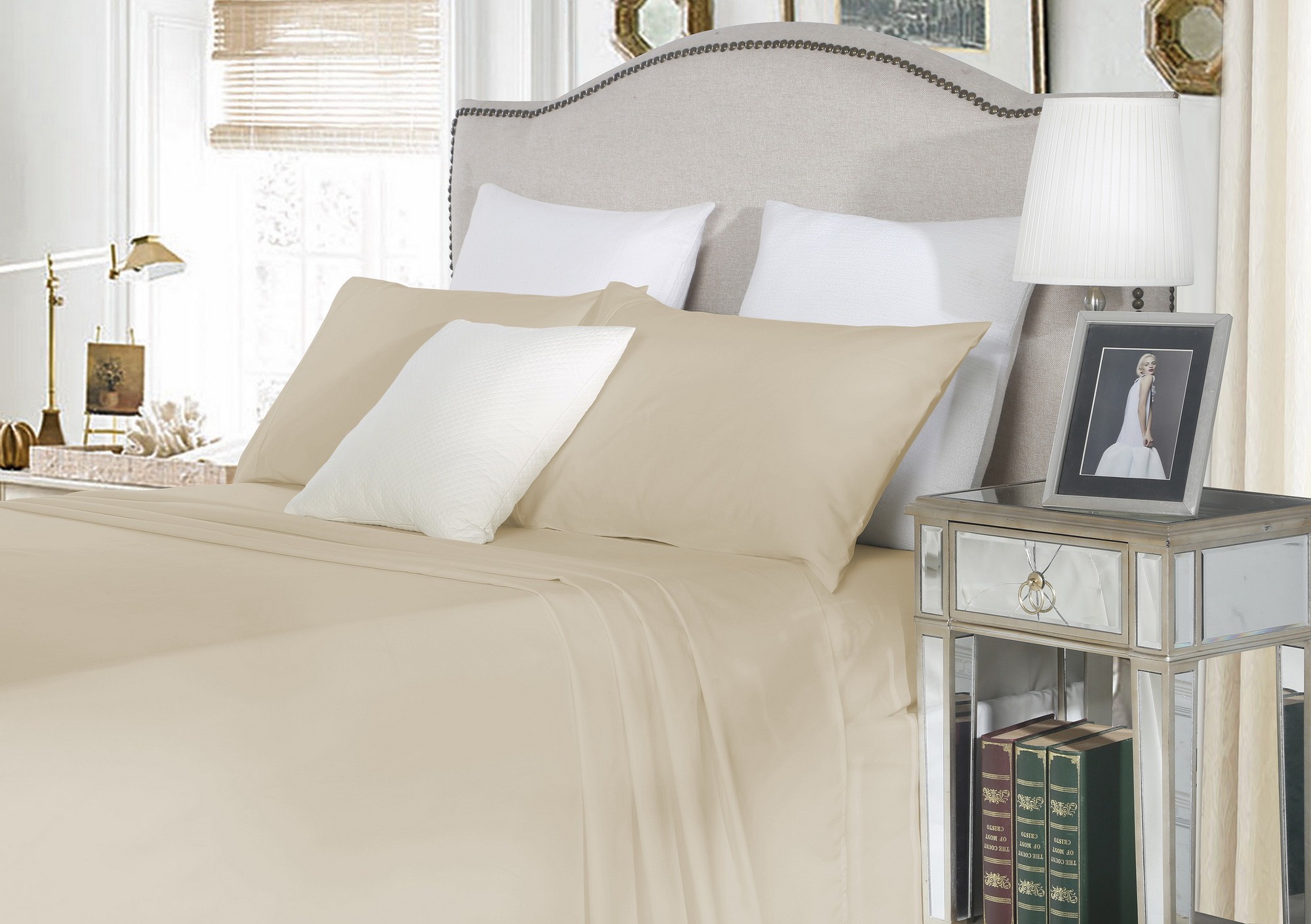 Luxury 1500TC Cotton Single Sheet Sets Soft Linen