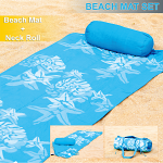 Roll-Up Reversible Beach Mat with Neck Pillow Star Fish