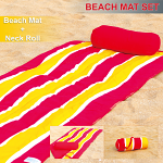 Roll-Up Reversible Beach Mat with Neck Pillow Dynamic Wave
